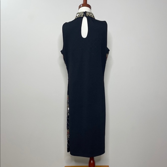 Suzy Sheer Black and Gold Embellished Sequin Cocktail Dress Size Small - Picture 7 of 10